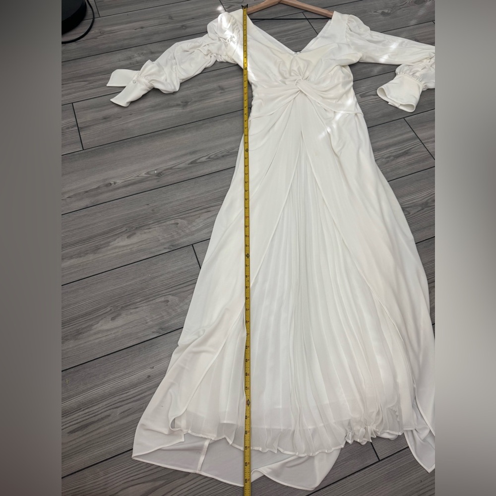 Self Portrait Ivory Jersey Twist Pleated Dress - 4 - Picture 12 of 13